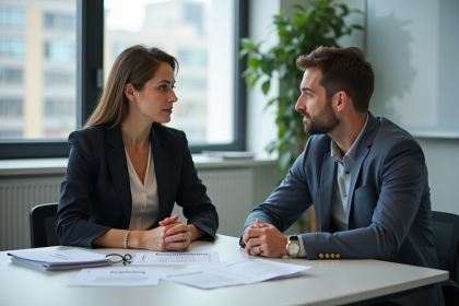 Femme et homme en réunion formation en entreprise