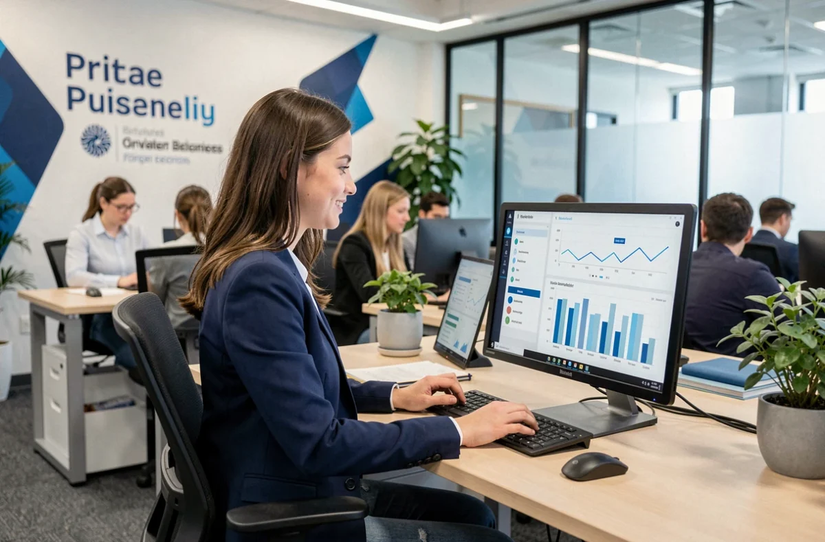 Étudiante en école de commerce à l'EISEC de Dijon travaillant sur un projet marketing numérique