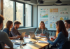 Groupe de jeunes professionnels collaborant dans un bureau lumineux