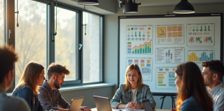 Groupe de jeunes professionnels collaborant dans un bureau lumineux