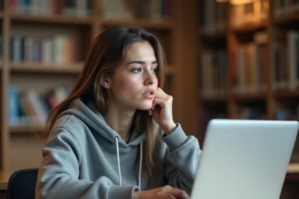Étudiante universitaire frustrée tentant de récupérer son mot de passe sur le portail ENT de l'université