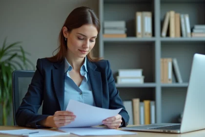 Femme d affaires en réunion dans un bureau moderne