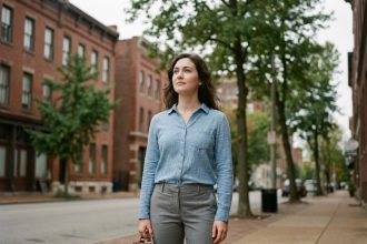 Jeune femme contemplant la ville de SaintLouis