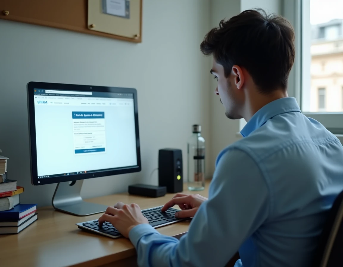 Étudiant consultant la page de récupération de mot de passe de l'ENT depuis sa chambre universitaire