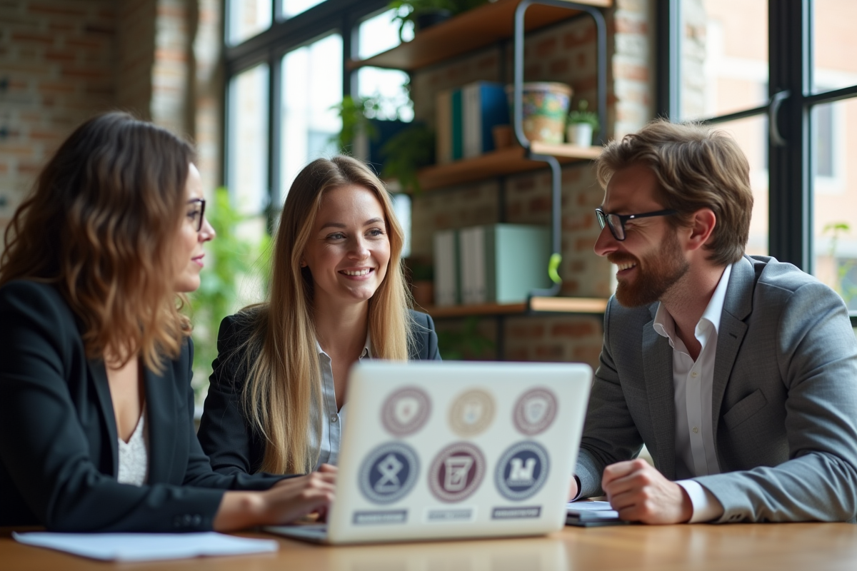 Groupe de entrepreneurs discutant autour d