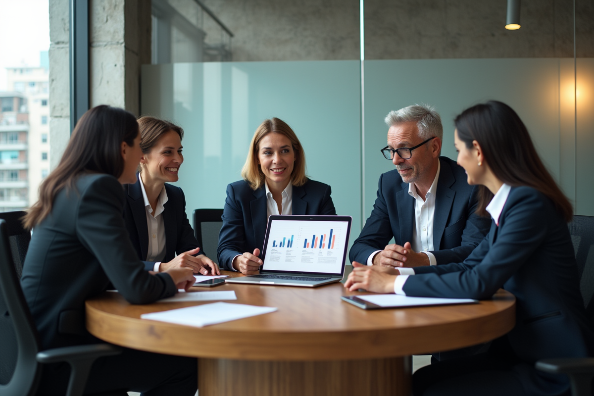 Groupe de professionnels en réunion autour d une table